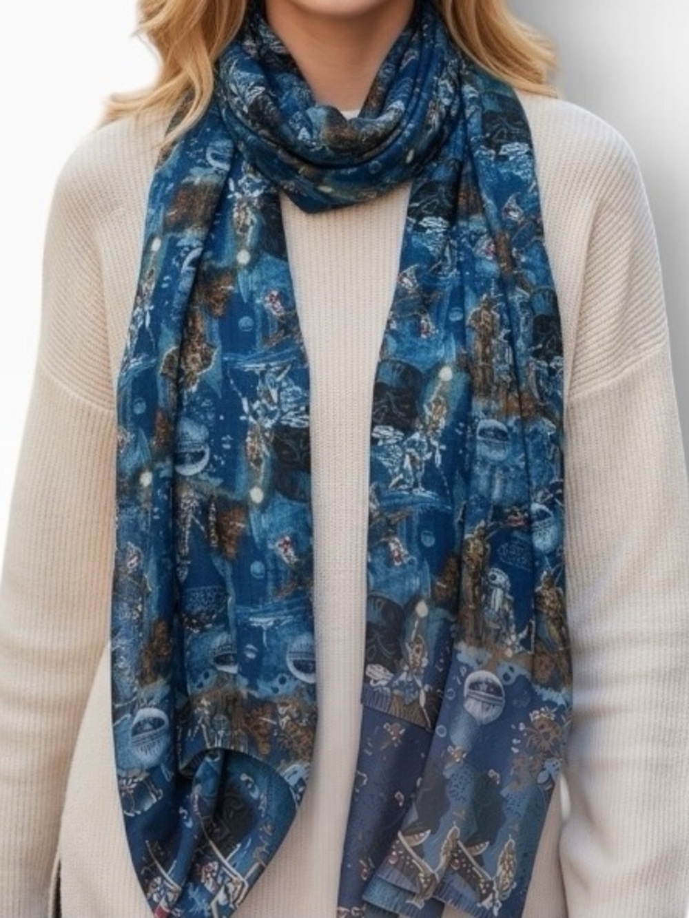 Disney Star Wars Rebel Imperial Character Print Blue Fashion Scarf Wrap